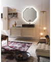 Meuble de salle de bain de style art-déco, rétro beige mat avec armoire et miroir comp DH20