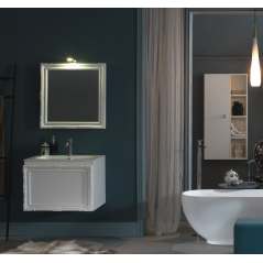 Meuble de salle de bain de style art-déco, rétro blanc mat avec armoire et miroir comp DH18A