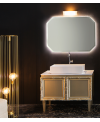 Deux meubles de salle de bain de style art-déco, rétro beige chambagne mat avec armoire et miroir comp DH15