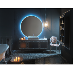 Meuble de salle de bain de style art-déco, rétro noir mat avec armoire et miroir comp DH10