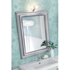 Miroir salle de bain, art-déco sans éclairage, 100x140, 70x120, 100x120, 140x120cm avec cadre argent mat comp lord