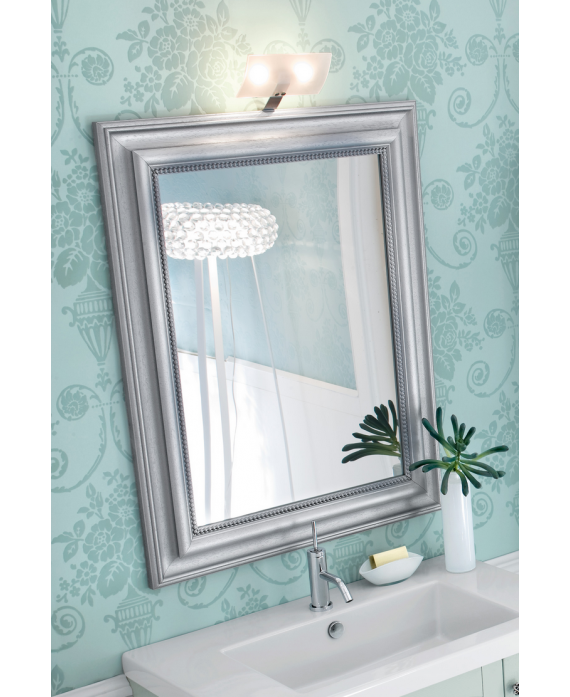 Miroir salle de bain, art-déco sans éclairage, 100x140, 70x120, 100x120, 140x120cm avec cadre argent mat comp lord