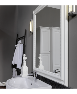 Miroir salle de bain, art-déco sans éclairage, 100x140, 70x120, 100x120, 140x120cm avec cadre blanc mat comp lord
