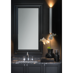 Miroir salle de bain, art-déco sans éclairage, 100x140, 70x120, 100x120, 140x120cm avec cadre noir mat comp lord