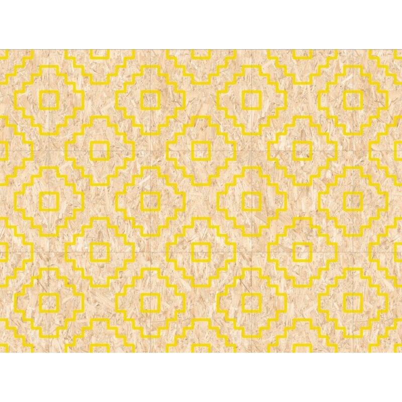 Carrelage imitation bois aggloméré décoré jaune mat, décor, 59.3x59.3cm rectifié, R10, V seriaki naturel amarillo