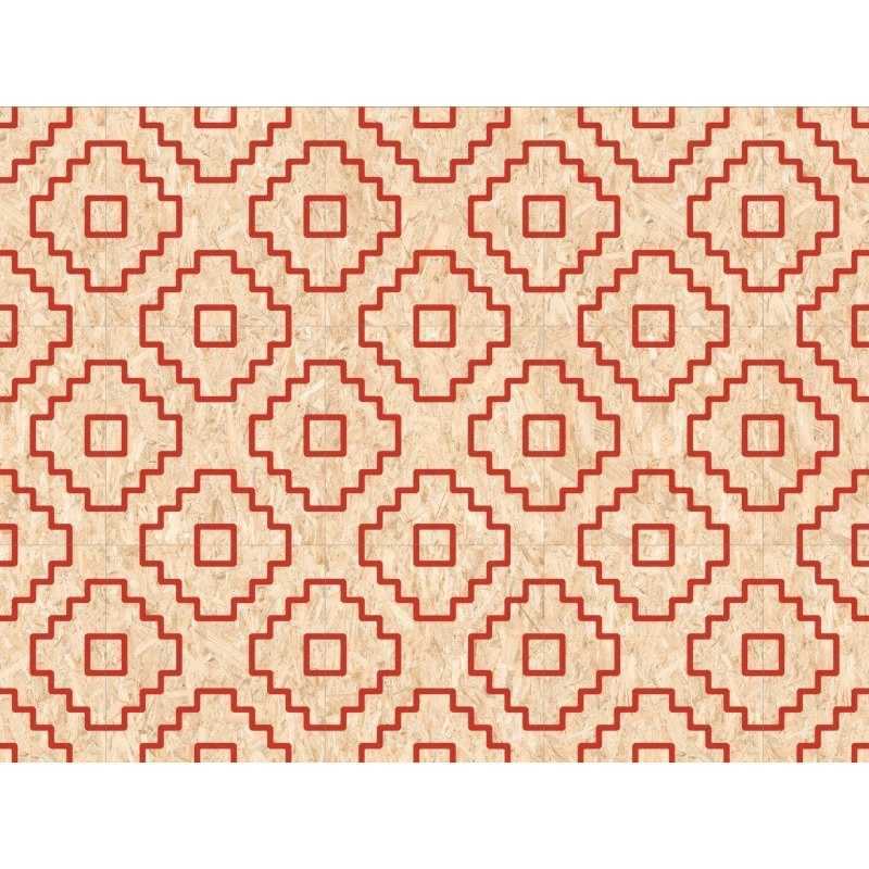 Carrelage imitation bois aggloméré décoré rouge mat, décor, 59.3x59.3cm rectifié, R10, V seriaki naturel rojo