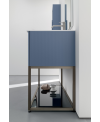 Meuble de salle de bain simple vasque de style contemporain design laqué bleu mat avec miroir et colonne comp BD013