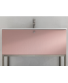 Meuble de salle de bain simple vasque de style contemporain design laqué rose mat avec miroir et colonne comp BD015