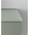 Meuble de salle de bain simple vasque de style contemporain design laqué vert mat avec miroir et colonne comp BD012