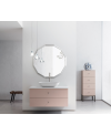 Meuble de salle de bain simple vasque de style contemporain design laqué rose mat avec miroir et colonne comp BD018
