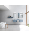 Meuble de salle de bain simple vasque de style contemporain design laqué rose mat avec miroir et colonne comp BD018