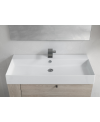 Meuble de salle de bain simple vasque de style contemporain mélaminé bois clair avec 1 miroir et armoires comp BD005