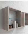 Meuble de salle de bain simple vasque de style contemporain mélaminé bois clair avec 1 miroir et armoires comp BD005