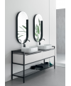 Meuble de salle de bain simple vasque de style contemporain mélaminé bois naturel avec 1 miroir et armoires comp BD010