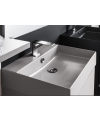 Meuble de salle de bain simple vasque de style contemporain laqué gris clair mat avec 1 miroir et étagère comp BG41A