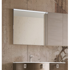 Miroir lumineux salle de bain, moderne, rectangulaire, blanc brillant, vertical, hauteur 111.8cm avec spot hallogène comp wap