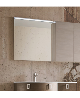 Miroir lumineux salle de bain, moderne, rectangulaire, noir brillant, vertical, hauteur 111.8cm avec spot hallogène comp wap