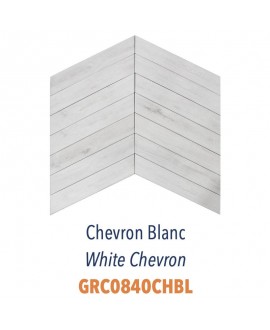 Carrelage imitation bois blanc point de hongrie 8x40cm epaisseur 9mm D chevron blanc