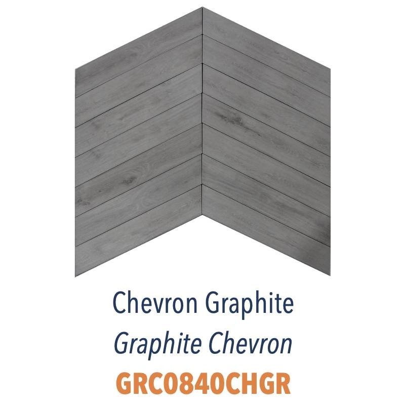 Carrelage imitation bois gris foncé point de hongrie 8x40cm epaisseur 9mm D chevron graphite