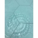 Carrelage décor hexagonal fond vert d'eau satiné décor brillant 25x22cm Dif gaudi aqua