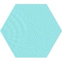 Carrelage décor hexagonal fond vert d'eau satiné décor brillant 25x22cm Dif gaudi aqua