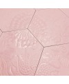 Carrelage décor hexagonal fond rose satiné décor brillant 25x22cm Dif gaudi rose