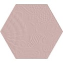 Carrelage décor hexagonal fond rose satiné décor brillant 25x22cm Dif gaudi rose