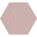 Carrelage décor hexagonal fond rose satiné décor brillant 25x22cm Dif gaudi rose