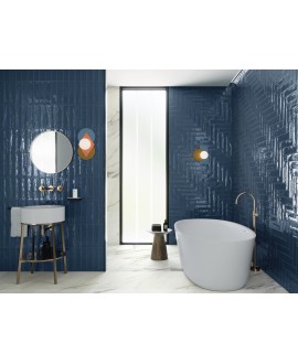 Carrelage imitation zellige bleu foncé brillant pour le mur 7.5x30cm apemud blue