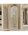 Cabine de douche montant doré, en verre trempé anticalcaire, art-déco, sérigraphiée, hauteur 200-215cm décor meg sovrana A40