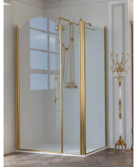 Cabine de douche montant doré, en verre trempé anticalcaire, sérigraphiée, hauteur 200-215cm décor megx imperium1.0 B1X