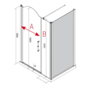 Cabine de douche montant doré, en verre trempé anticalcaire, sérigraphiée, hauteur 200-215cm décor megx imperium1.0 B1X