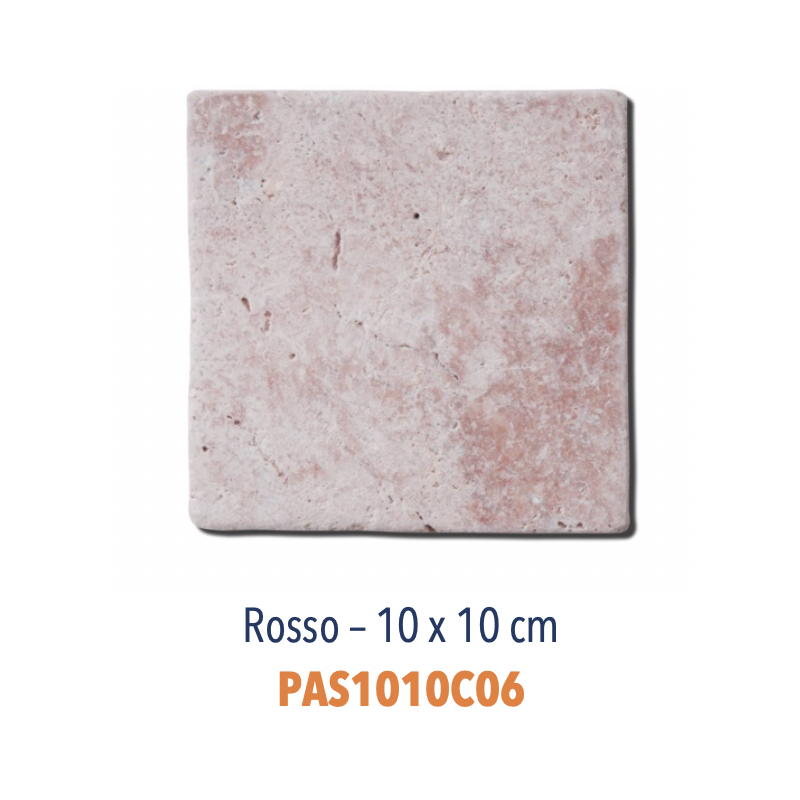 Carreau travertin rosso 10x10cm, 15x15cm, 20x20cm épaisseur 10mm dif