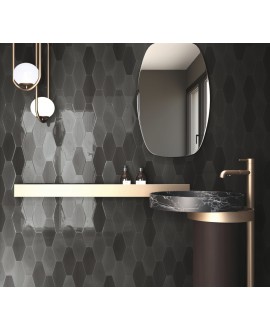 Carrelage hexagonal gris foncé brillant dénuancé 10x20cm pour le mur apeharlequin graphite mix