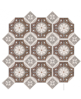 Carrelage imitation carreau ciment ancien géometrique mat octogone 12.2x12.2cm et cabochon 5x5cm sur trame, natottomed