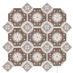 Carrelage imitation carreau ciment ancien géometrique mat octogone 12.2x12.2cm et cabochon 5x5cm sur trame, natottomed