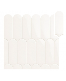 Carrelage demi rond blanc brillant dénuancé pour le mur 7.2x19.5cm, natfan mix white