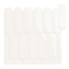 Carrelage demi rond blanc brillant dénuancé pour le mur 7.2x19.5cm, natfan mix white