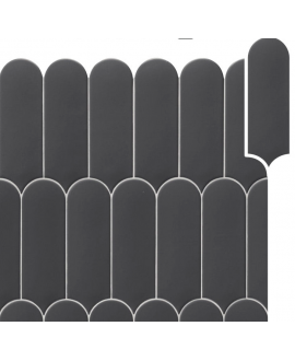 Carrelage demi rond noir mat dénuancé pour le mur 7.2x19.5cm, natfan mix dark
