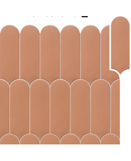 Carrelage demi rond couleur brique mat dénuancé pour le mur 7.2x19.5cm, natfan mix clay