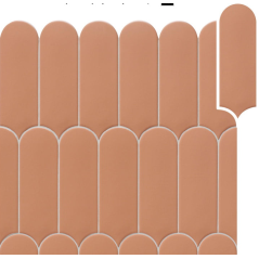 Carrelage demi rond couleur brique mat dénuancé pour le mur 7.2x19.5cm, natfan mix clay