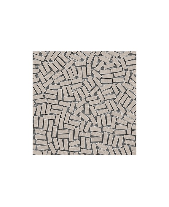 Mosaique rectangle mat beige en grès cérame pleine masse jointé gris clair sur trame 315x320mm M+saico plaster