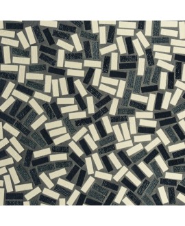 Mosaique rectangle noir et beige mat grès cérame pleine masse jointé gris sur trame 315x320mm M+saico coal plaster