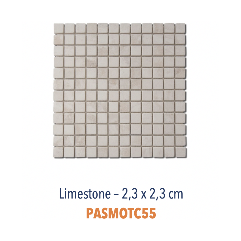 Mosaique salle de bain Dif marbre limestone 2.5x2.5cm sur trame 30.5x30.5x1cm