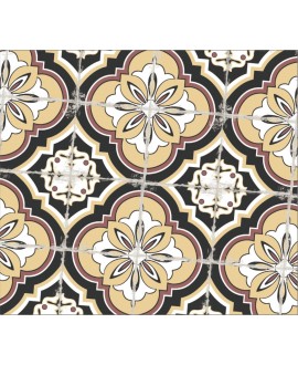 Carrelage imitation vieux carreau ciment décoré mat, sol et mur, grès cérame émaillé, 20x20x0.9cm, pasicarenes