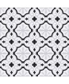 Carrelage imitation carreau ciment décoré noir et blanc mat, sol et mur, 20x20x0.9cm, pasicorly blanc
