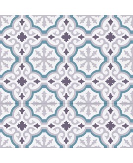 Carrelage imitation carreau ciment décoré bleu et blanc mat, sol et mur, 20x20x0.9cm, pasicorly bleu