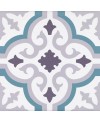 Carrelage imitation carreau ciment décoré bleu et blanc mat, sol et mur, 20x20x0.9cm, pasicorly bleu