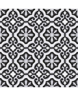 Carrelage imitation carreau ciment décoré noir et blanc mat, sol et mur, 20x20x0.9cm, pasicorly noir