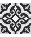 Carrelage imitation carreau ciment décoré noir et blanc mat, sol et mur, 20x20x0.9cm, pasicorly noir